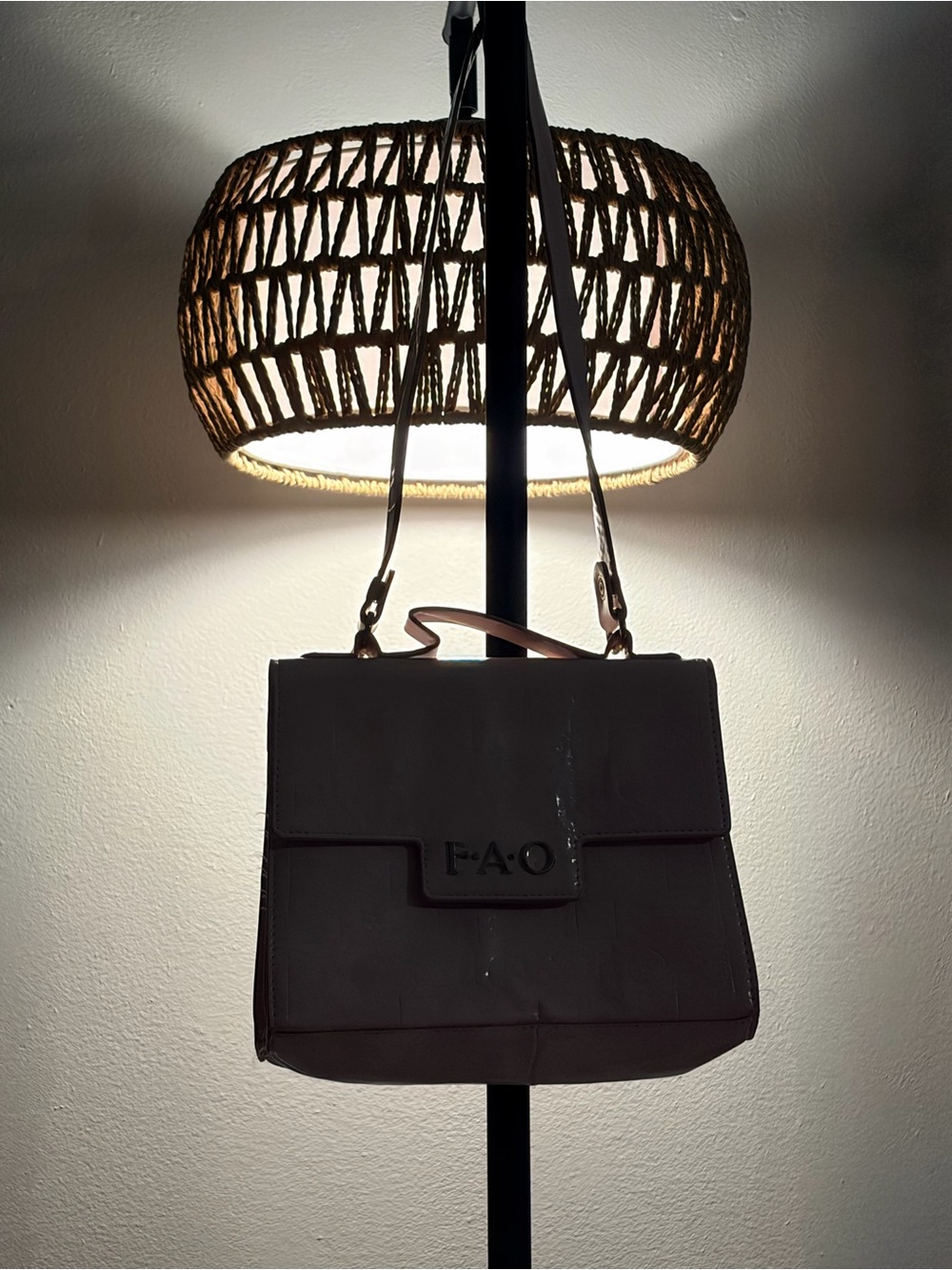 FAO Schwarz Black Structured Top-Handle Satchel with Crossbody Strap